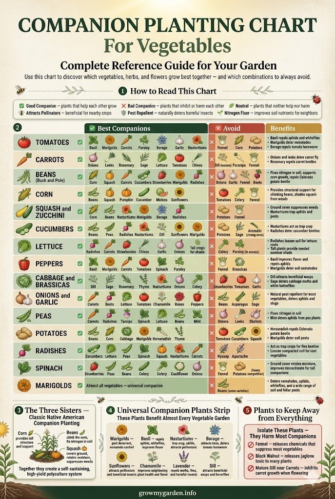 Companion Planting Chart for Vegetables — Complete Reference Guide
