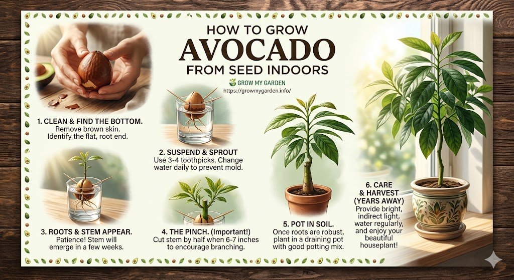 How to Grow Avocado From Seed Indoors (Pit to Plant, Step by Step)