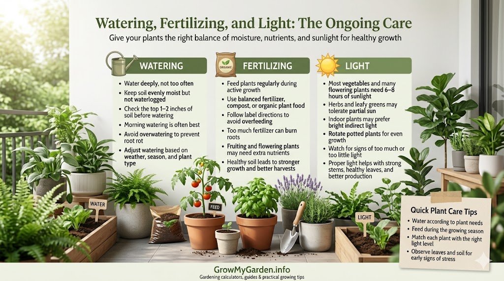 Watering, Fertilizing, and Light: The Ongoing Care