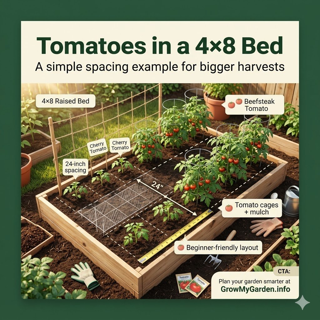 Worked example: tomatoes in a 4 × 8 bed